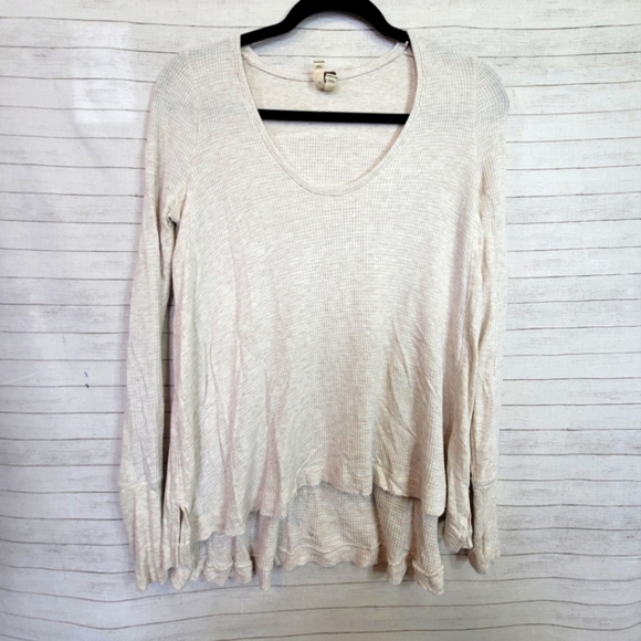 WE THE FREE WAFFLE KNIT SLUB LONG SLEEVE TEE, SZ XS - Picture 1 of 11